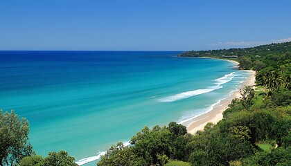 Fototapeta premium Scenic aerial view of a beautiful tropical beach landscape