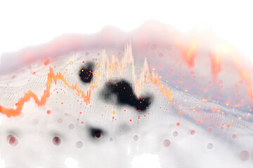 A Dynamic Data Landscape Reveals Market Fluctuations, Showcasing Peaks And Valleys In A Mesmerizing Blend Of Orange And White, With Subtle Black Accents Isolated on Transparent Background