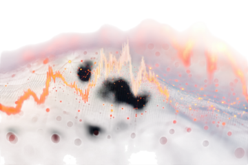 A Dynamic Data Landscape Reveals Market Fluctuations, Showcasing Peaks And Valleys In A Mesmerizing Blend Of Orange And White, With Subtle Black Accents Isolated on Transparent Background