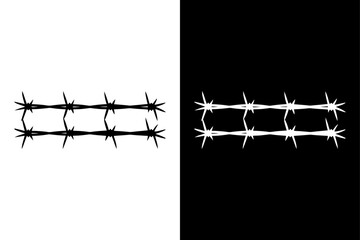 High-Resolution Barbed Wire Vector Black & White Silhouette Design.