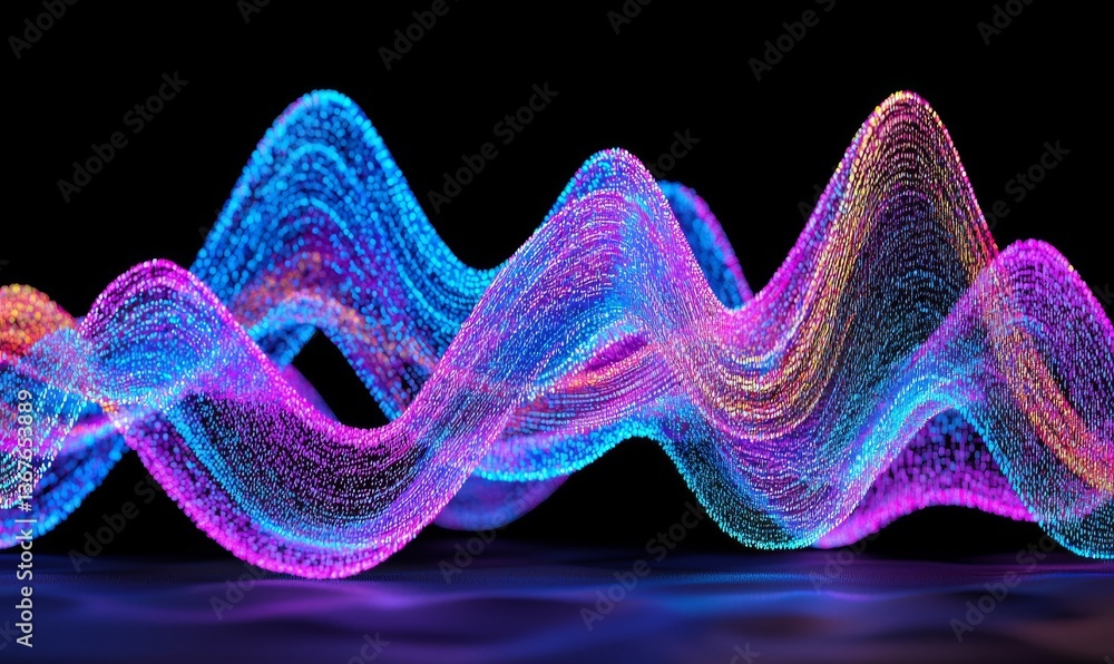 Aufkleber a modern illustration featuring a futuristic point wave and an abstract digital wave of particles as