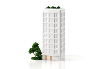 Fototapeta premium 3D skyscraper with rooftop garden isolated