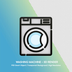 3D Render of a Washing Machine with Transparent Background