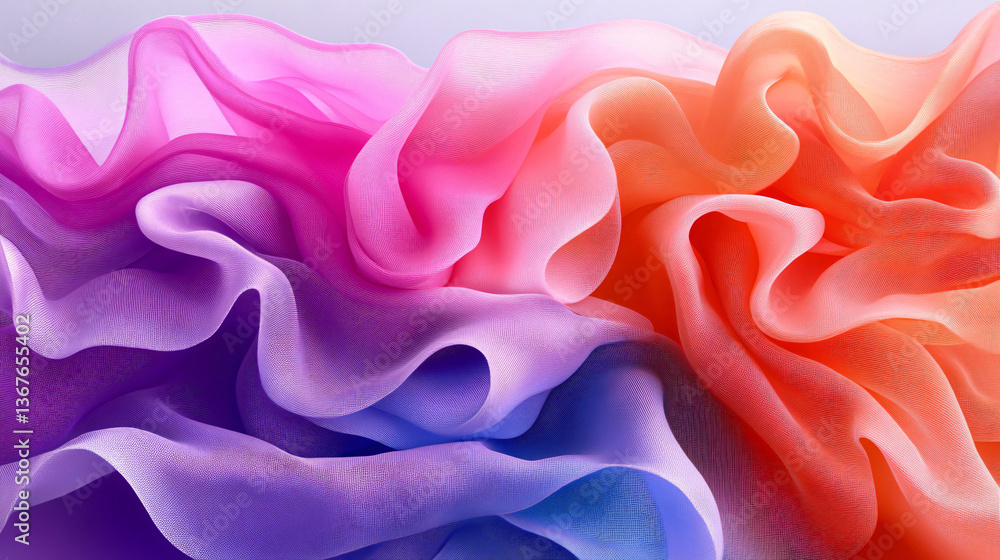 Poster A colorful fabric displaying a vibrant array of patterns and textures with subtle gradations of color creating a dynamic visual experience.