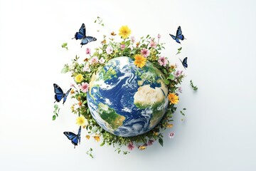 Glowing 3D Earth in Daylight Illumination for Environmental Poster Design.