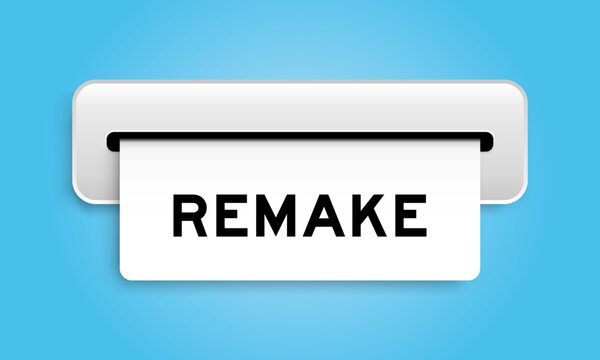 White coupon banner with word remake from machine on blue color background