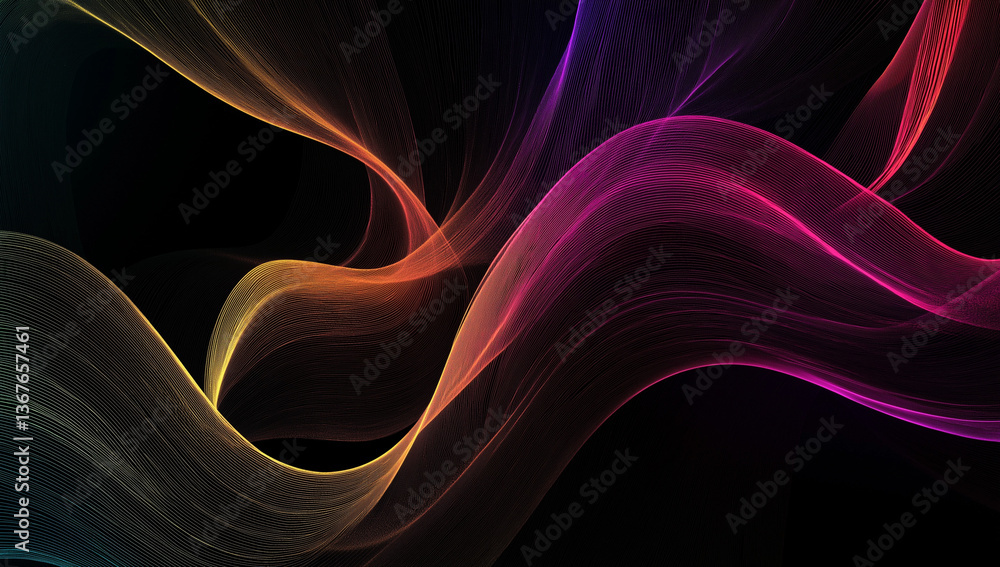 Poster abstract colorful waves dynamic gradient lines, elegant flowing design