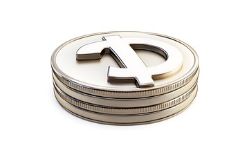 3D pile of silver coins with euro symbol isolated