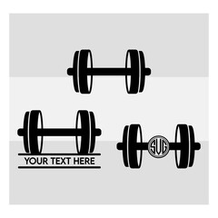 Gym Equipment SVG, Gym Svg, Dumbbell set Svg, Barbell Set Svg, Weight Plates Svg, Silhouette, Weights Svg, Weight Plates, Gym Equipment Vector, Eps, Cut file, Split Monogram, Circle Monogram,