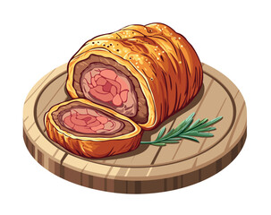 Hand drawn vector illustration of a Beef Wellington
