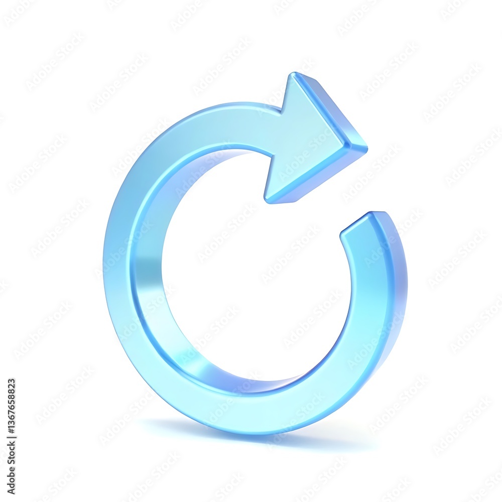Aufkleber blue circular arrow 3d render refresh repeat symbol design element