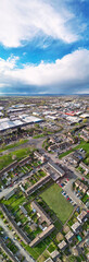 High Angle Ultra Wide High Resolution Panoramic View of Aylesbury Town of England United Kingdom. Drone's Camera Footage Was Captured on April 1st, 2024