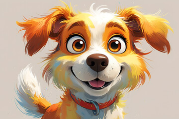 Clean and precise line drawing, simple,  dog sitting in white background  