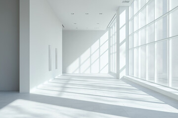Obraz premium Modern White Minimalist Room Sunlight Interior Design Architecture