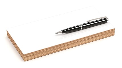 3D bank check with pen isolated