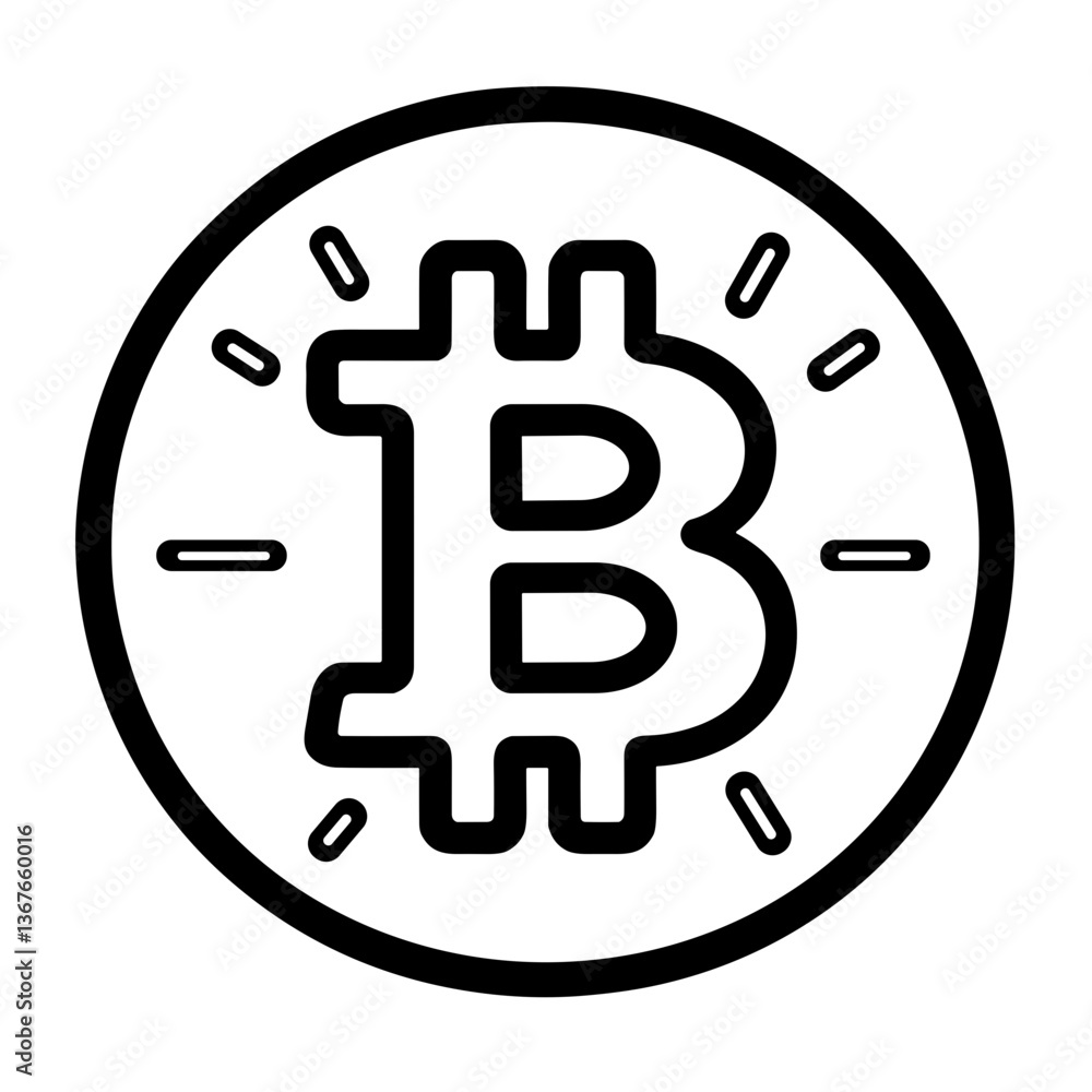 Poster bitcoin logo symbolizing digital currency in minimalist style