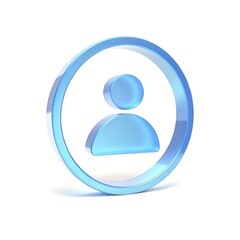 Glossy Blue User Profile Icon Circle Digital Avatar Person Symbol