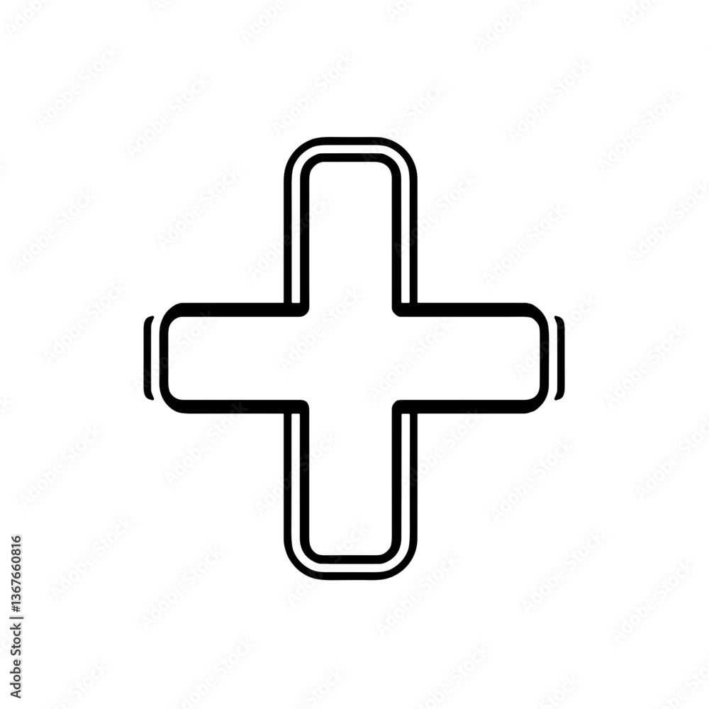 Poster outline of a plus symbol in minimalist style