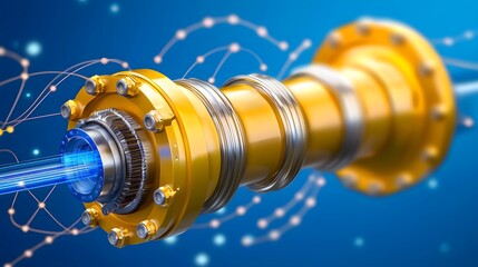 Obraz premium Futuristic 3D rendering of an underwater energy storage facility featuring a submerged power plant with cutting edge renewable technology for advanced marine energy concept