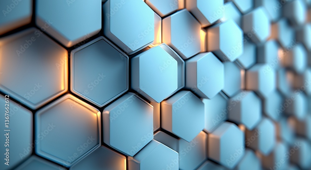 Poster a mesmerizing 3d render of a holographic hexagonal pattern is presented in futuristic hexagon hologr