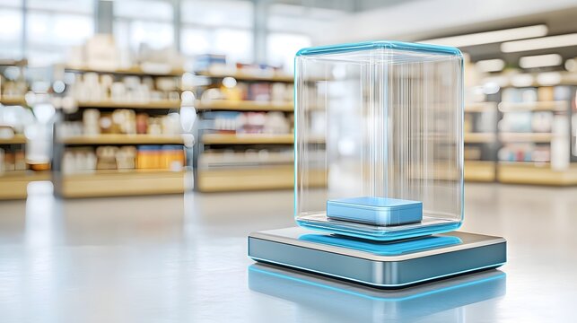 Futuristic AI Powered E commerce Automation and Dynamic Order Processing in Virtual Cybernetic Warehouse  Advanced digital storefront floating in a virtual world with ultra crisp rendering
