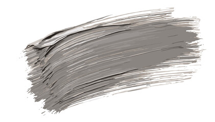 Brushstroke of gray paint on a white background  
