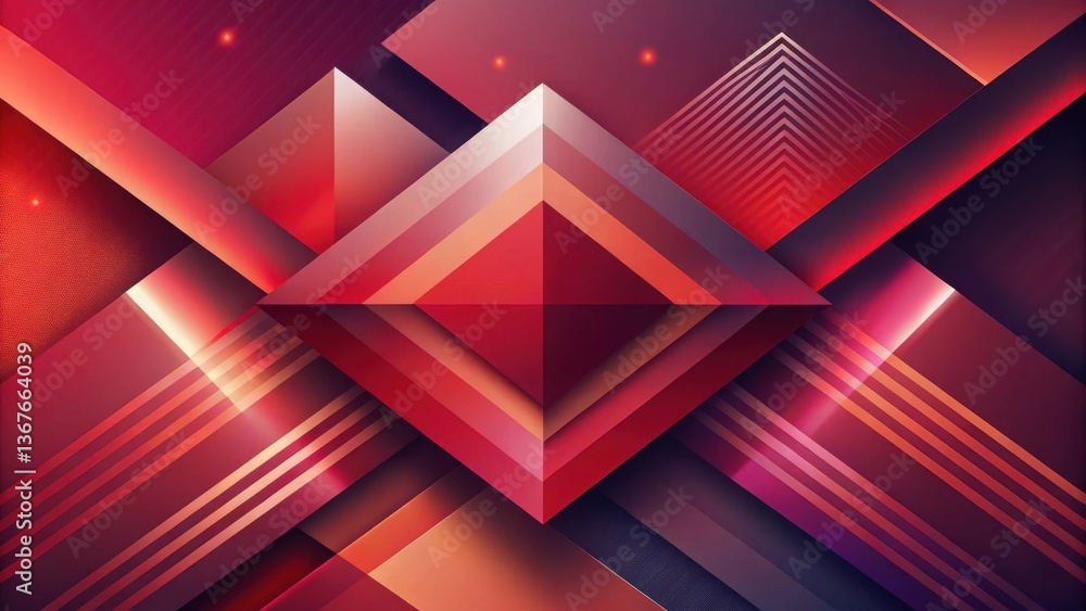 Poster geometric abstract red background with triangles and colorful pattern. abstract red background with 