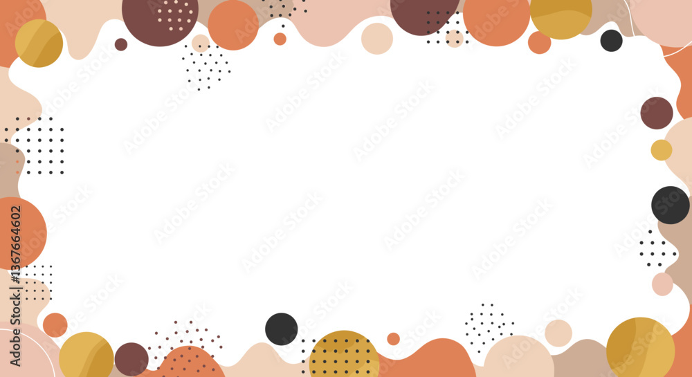Poster abstract frame with colorful circles and dots on white background