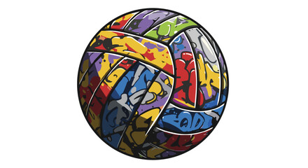 Colorful graffiti-style volleyball design, colorful volleyball ball  