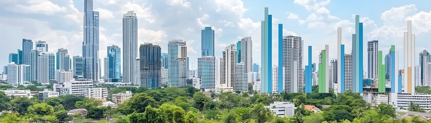 Fototapeta premium Futuristic Commercial Real Estate Boom with Massive Skyscrapers Dominating the Cityscape