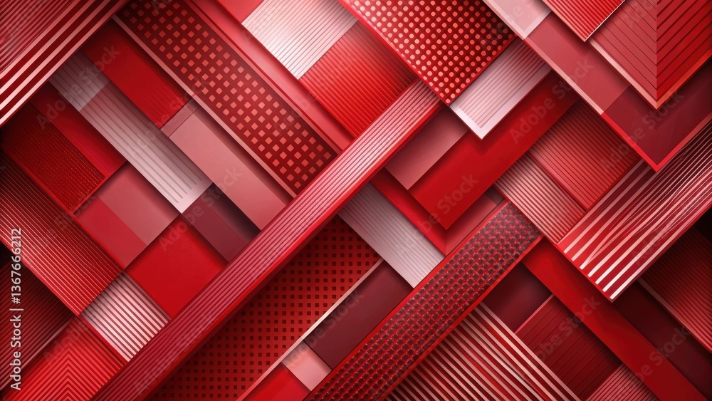 Poster red and white abstract geometric pattern with texture and seamless design. red abstract background