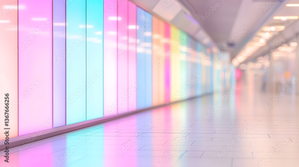 Poster futuristic digital marketplace featuring ai powered seamless shopping experiences and robotic wareho