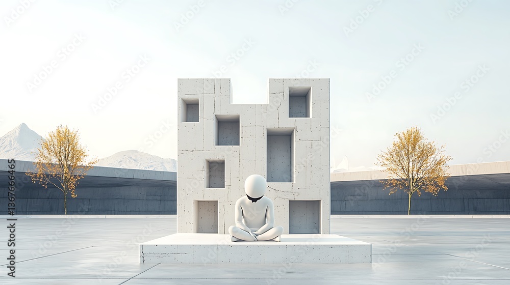 Poster Modern minimalist architectural design rendering