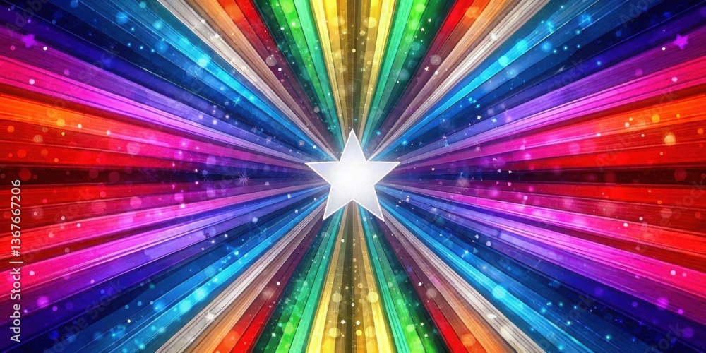 Poster colorful abstract light pattern with rainbow fractal and neon glow. abstract background with colorfu