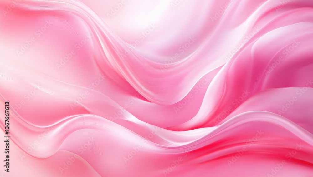 Poster Abstract pink background with soft waves and flowing fabric shapes, creating an elegant and romantic atmosphere.