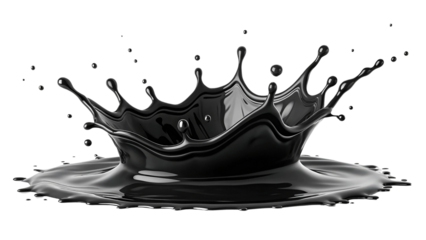 black paint splash  isolated on transparent background