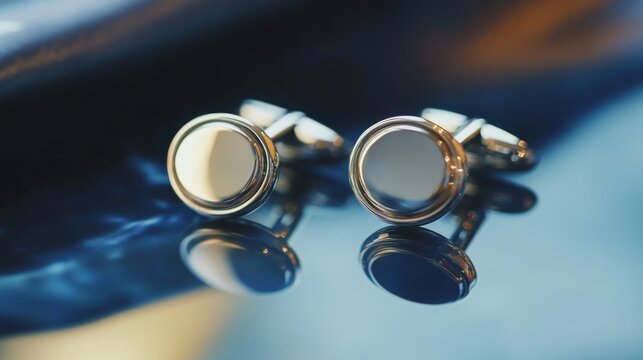 Elegant cufflinks reflecting a stylish ambiance in upscale setting