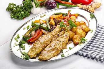 Roasted shark steak with garnish