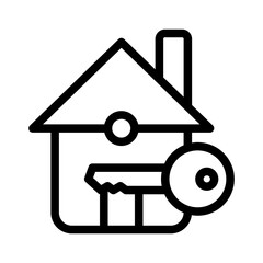 House for sale with key icon lineart