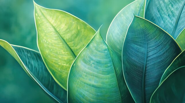 Close-up details reveal the beauty of snake plant foliage vivid color, natural symmetry, and striking texture.


