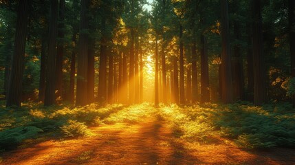 Obraz premium Majestic Redwood Forest Filled with Ancient Trees