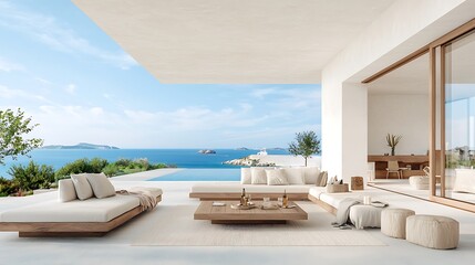 Obraz premium Modern patio ocean view luxury relaxation