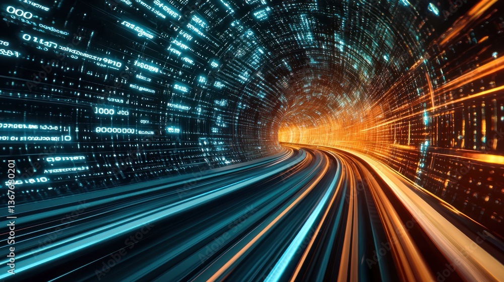 Poster digital data stream tunnel: a journey through cyberspace