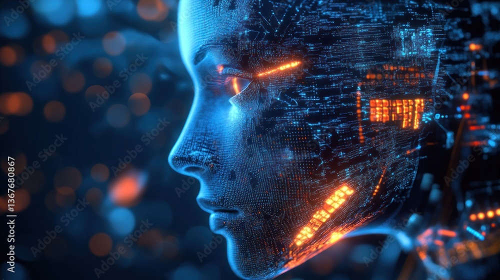 Poster digital ai face: a glimpse into the future of artificial intelligence