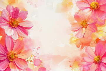 watercolor painting of a pink flower with a white background. The painting is full of bright colors and has a cheerful, uplifting mood