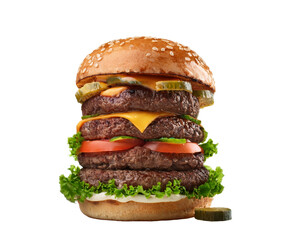 énorme burger avec quatre steaks