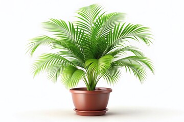 Obraz premium Isolated Potted Palm Tree on White Background - Tropical Plant Stock Photo
