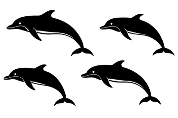 set of Dolphin silhouette vector illustration