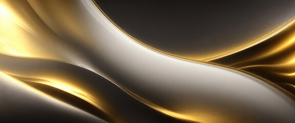 Fototapeta premium Gray and gold glow wave lighting effect abstract background