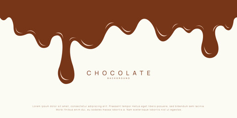 Chocolate background of Modern poster, dynamic splashes and drops. Vector illustration in a flat style of minimalism	